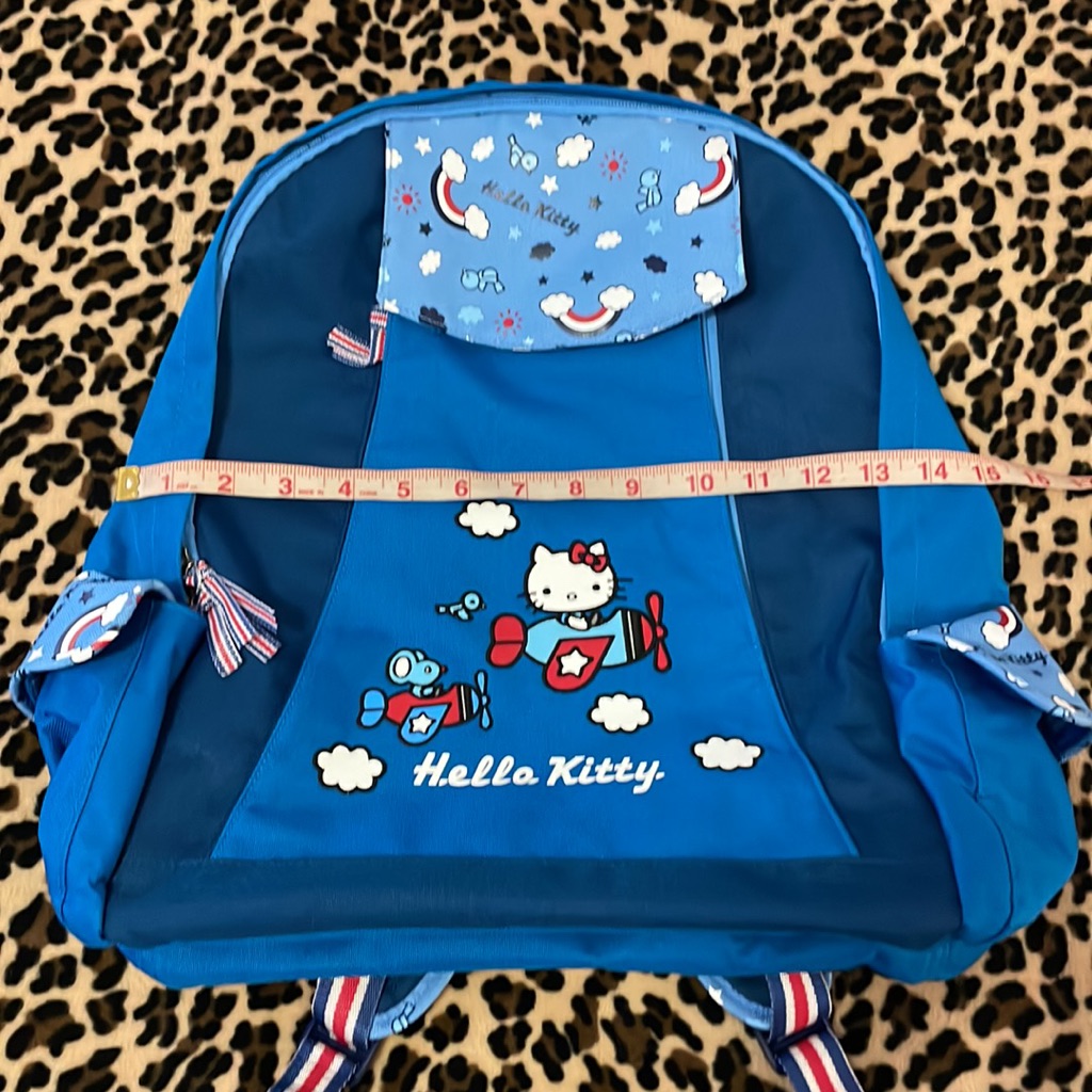 2008 HELLO KITTY Backpack  Shoulder Big Bag Insulated Blue Red Plane  Pockets